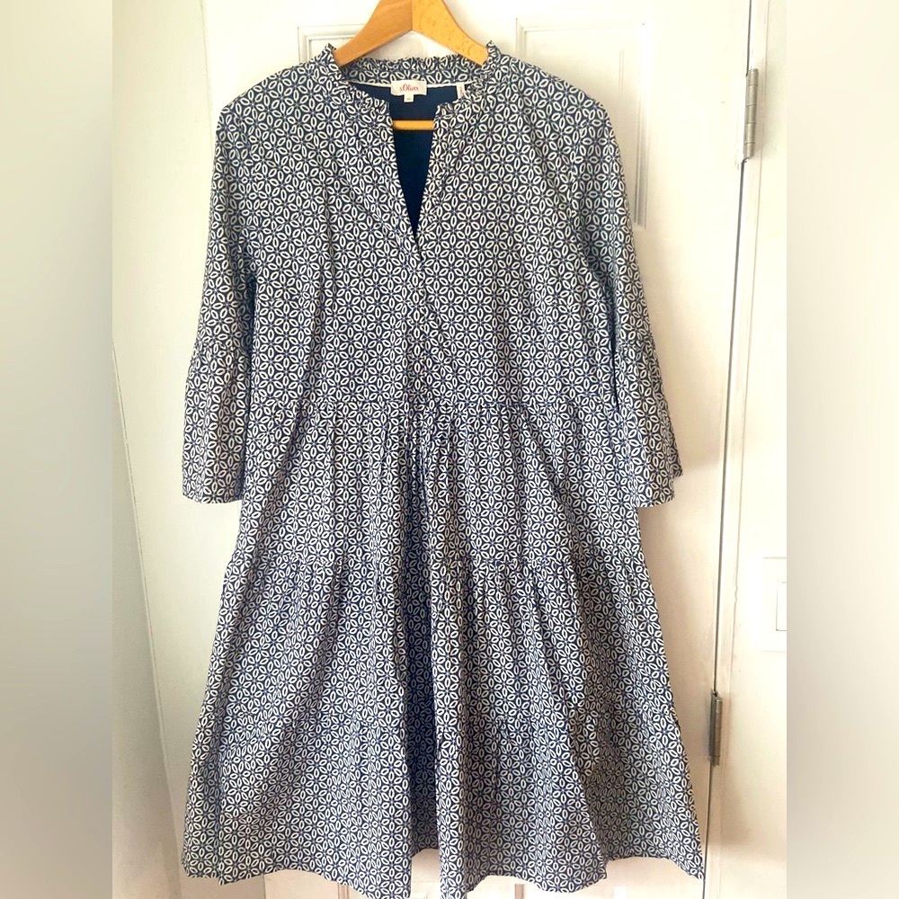NWOT patterned dress S.Oliver brand cute blue and white pattern size 40 (M)